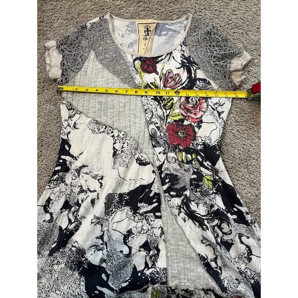 Vtg Fleur De Lis Womens Sz M Mixed Floral Abstract Dress Lace Mesh Tunic - Picture 4 of 9